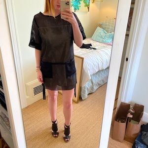 Black dress with a nude underlay and fun ties!